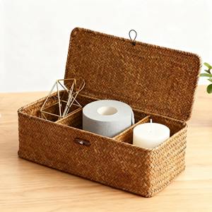 Cesta rectangular compartimentada de algas marinas, cesta de almacenamiento hecha a mano, venta al por mayor, ecológica, hecha en Vietnam - Product Image 2