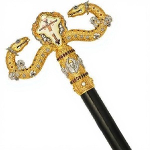 Crosse de Luxe en Laiton Faite à la Main pour Évêque, Bâton Religieux Cérémoniel Doré avec Motif Dragon Ornamenté, Fournitures d'Église - Product Image 3