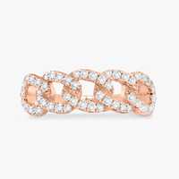 Bague chaîne cubaine Miami en or massif 10k 14k et argent 925, 6,6 mm, pavé de diamants de laboratoire 0,46 ct, clarté VS+, style statement