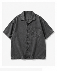 เสื้อเชิ้ตทำงานแขนสั้นทรงโอเวอร์ไซส์คุณภาพสูงสำหรับผู้ชาย - Product Image 1