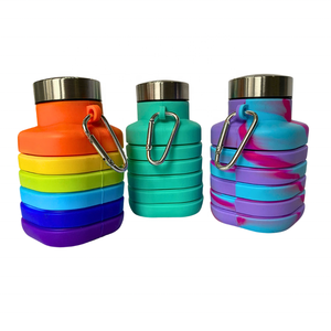 Bouteille d'eau de voyage en silicone pliable forme carrée 500ml - Product Image 2