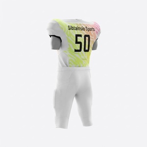 Ensemble de maillot et pantalon de football américain rembourrés personnalisés blanc, vert et rose, imprimé zèbre, uniforme d'équipe avec numéro de joueur sublimé - Product Image 2