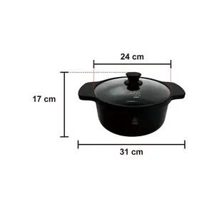 New Material High Efficient Cooking Pot 3-4L 24cm Bamboo Charcoal Stock Pot Soup Pot With Soup Ladle