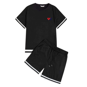 Conjunto de Dos Piezas de Punto Informal Unisex Moderno, Camiseta de Manga Corta, Pantalones Cortos Cómodos, Elegantes, Transpirables y que Absorben la Humedad - Product Image 3