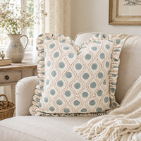 Housse de coussin à volants à pois géométriques 100% coton, housse de coussin décorative moderne, décoration nordique pour canapé, décoration de la maison