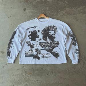 High Quality 100% Cotton <b>Waffle</b> Boxy <b>Shirt</b> DTG Printed Streetwear Men Tee Custom Oversized Thermal Long Sleeve T-<b>Shirts</b> - Product Image 2