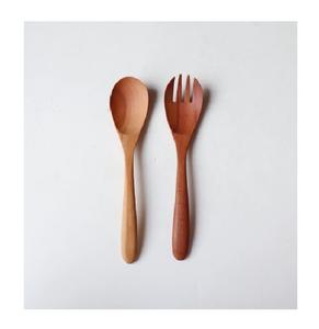 Ensemble de cuillères et fourchettes en bambou abordables pour servir salades, fruits et desserts – Idéal pour mariages, hôtels et fêtes - Product Image 1