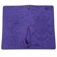 Couverture de carnet magnétique en cuir A6 style nautique vintage, avec carte en relief rétro, pour carnet de voyage, pochette zippée