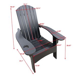 Chaise Adirondack noire avec porte-parapluie Mobilier en bois extérieur ou intérieur - Product Image 6