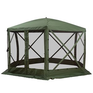 Gazebo Pop-up Verde 3,6x3,6m per Feste, Esagonale a 6 Lati con Pareti in Rete e Interno Ombreggiato - Product Image 1
