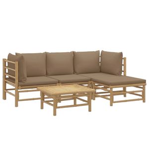 Grande Set Lounge Modulare da Giardino in Bambù Color Tortora - Elegante Collezione di Mobili Modulari da Esterno - Product Image 3