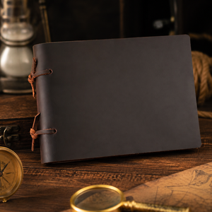 Retro Handcrafted Genuine Leather Hardcover 2-Hole Loose Leaf <b>Notebook</b> Sketchbook with Water Color Paper 100 Sheets Gift - Product Image 1