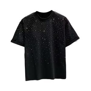 เสื้อยืดคอตตอนประดับเพชร ดีไซน์ล่าสุด ขายส่ง เสื้อยืดสตรีทแวร์ฤดูร้อน สไตล์ใหม่ พร้อมโลโก้สั่งทำ - Product Image 3