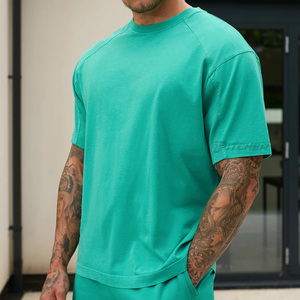 Custom Men's Gym T-<b>Shirt</b> Knitted <b>Polyester</b>/Cotton Breathable Fitness Apparel - Product Image 3