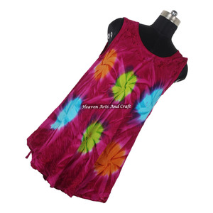 Vestido informal indio tie-dye para mujeres y niñas, vestido de verano, vestido de playa tie-dye, vestido tipo paraguas para mujer, tie-dye colorido - Product Image 5