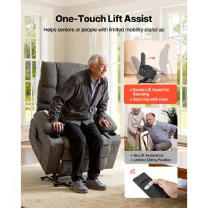 Sillón Reclinable Eléctrico con Elevación Asistida, Tapizado en Chenilla, Grande, con Calefacción y Masaje para Personas Mayores, Ajuste de Posición Infinito, USB - Product Image 5