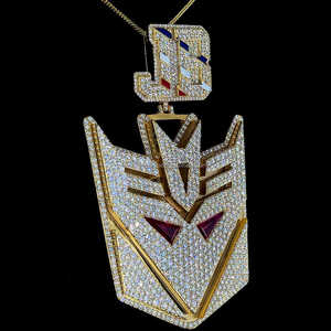 Colgante de Hip Hop personalizado de plata de ley totalmente helado con forma de transformadores exagerados chapados en oro únicos para rapero - Product Image 2