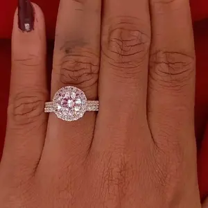 2.30 TCW Round Cut Moissanite Bridal Set Engagement Ring 14k White Gold Plated - Product Image 5