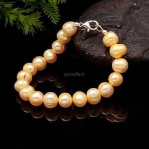 Yellow Freshwater Pearl <b>Bracelet</b> For Women Stackable Handmade Real Pearl <b>Beaded</b> <b>Bracelet</b> Dainty Jewelry Gift Elegant Adjustable - Product Image 5