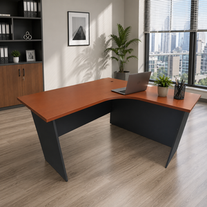 L Shape <b>Office</b> Desk Wood Veneer Top Metal Legs Contemporary Design Stable Conference <b>Table</b> for <b>Office</b> Building - Product Image 1