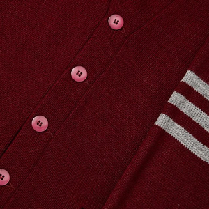 Women's Burgundy Knitted Pullover Crew Neck Full Sleeve Solid Color Casual Autumn Wear Anti-Pilling 100% Acrylic - Product Image 3