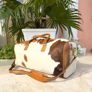 กระเป๋าดัฟเฟิลกระเป๋าเดินทางหนังวัวพร้อมอุปกรณ์สำหรับเดินทางกระเป๋าหนังวัวพร้อมกิ๊บติดผมสีเทอร์ควอยซ์ - Product Image 6