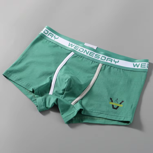 Calzoncillos bóxer de algodón transpirable para hombre, corte medio, color verde, con estampado de letras, de Wednesday - Product Image 2