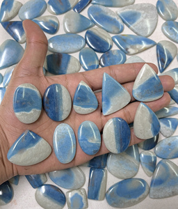 Radha Arts Trolleite a One Quality 100% Natural Blue and <b>White</b> Cabochon Loose Gemstone 25mm-45mm for Jewelry Making - Product Image 3