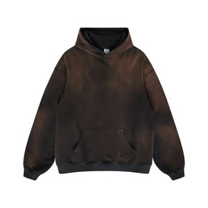 Custom 450gsm Vintage Faded Acid Wash Breathable Winter <b>Pullover</b> <b>Mens</b> Distressed Regular Fit Cotton Fleece Hoodie - Product Image 1