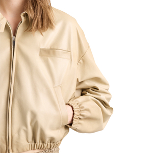 Blouson en cuir d'agneau Nappa court pour femme, de luxe, de créateur, OEM, marque privée, fabricant et fournisseur sur mesure - Product Image 5