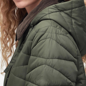ROLEIN SPORTS Ladies Long <b>Quilted</b> Winter Jacket Fur Trim Hood Full Sleeves Zipper Closure Solid Color Polyester/Cotton Shell - Product Image 6