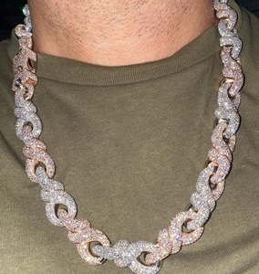 Collier de Luxe en Or Rose Sertie de Moissanite, Chaîne Cubaine, Style Hip Hop, Diamant VVS, Collier Statement - Product Image 3