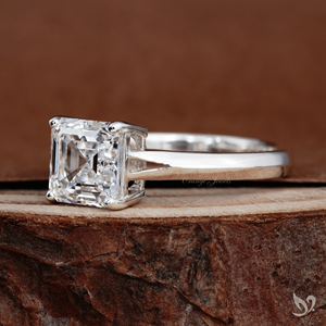 แหวนเพชรทรง Asscher ขนาด 2 กะรัต แบบ Split Shank ทอง 10K สำหรับงานหมั้น สไตล์หรูหรา เหมาะสำหรับเป็นของขวัญขอแต่งงาน - Product Image 2