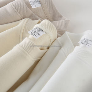 Alta calidad al por mayor de moda de cuello redondo de gran tamaño sudadera para hombre de peso pesado de algodón en blanco pulóver sudaderas - Product Image 3