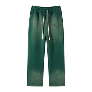 Joggers décontractés noirs pour hommes, coupe droite, respirants, séchage rapide, anti-boulochage, délavage acide, écologiques, avec cordon de serrage - Product Image 3