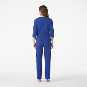 Ensemble de tenue médicale pour femmes, col en V, haut à manches courtes et pantalon jogger, pour infirmières et personnel de santé en milieu hospitalier - Product Image 2