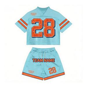 Conjunto de Jersey y Pantalones Cortos de Fútbol Americano, Estilo Moderno, de Malla Transpirable, Impresión Personalizada de Alta Calidad OEM, 2 Piezas - Product Image 1