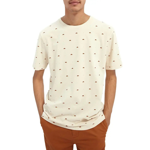 เสื้อยืดผ้าฝ้ายลายทางคอกลมแขนสั้นสำหรับผู้ชายทรงพอดีตัวระบายอากาศได้ดีดีไซน์แบบถัก - Product Image 6