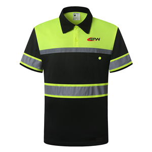 Polo de sécurité haute visibilité en polyester respirant avec bandes réfléchissantes, vêtements de travail personnalisés, résistant à l'eau - Product Image 3