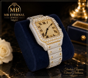 MB ETERNAL JEWELS นาฬิกาเพชร 41 มม. หน้าปัดสี่เหลี่ยม ตัวเลขโรมัน โลหะผสม คริสตัลแซฟไฟร์ ตัวล็อคแบบ Deployment สำหรับผู้ชาย ควอตซ์ หรูหรา - Product Image 3