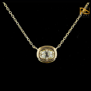 Collar con colgante solitario de diamante cultivado en laboratorio con corte almohada estilo antiguo, engaste en bisel, cadena de bisel, oro macizo 9K 14K 18K, joyería fina - Product Image 6