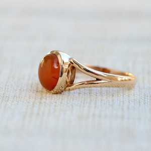 Bague en cornaline plaquée or, bague artisanale mignonne en pierres précieuses, bijoux minimalistes pour filles - Product Image 5