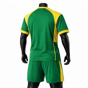 Conjunto de Camiseta de Fútbol de Manga Corta con Cuello en V Verde y Amarillo para Hombre, Transpirable, Ajuste Atlético, Sublimado, Uniforme de Fútbol para Todas las Temporadas - Product Image 3