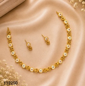 Elegant Gold Plated Hollow Disc <b>Chain</b> Necklace Set Flower CZ <b>Stud</b> <b>Earrings</b> Minimalist Daily Party Wear Fashion Jewelry - Product Image 1