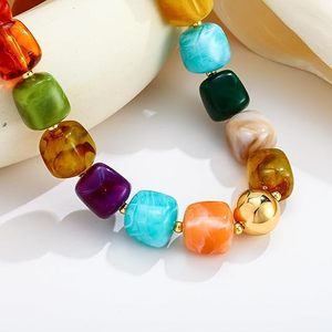 Necklaces for Women Trendy Multicolor <b>Large</b> Square Resin <b>Beads</b> Necklace Boho Chunky Statement Choker Necklaces Y2K Summer Jewel - Product Image 2