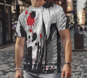 T-shirt imprimé 100% coton tricoté respirant léger flexible élégant vêtement décontracté - Product Image 3