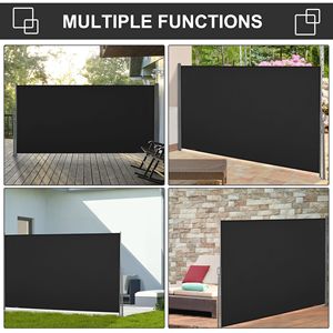 Toldo Retráctil para Patio de 10 Pies x 5 Pies con Lona de PVC Negra, Pantalla de Privacidad, Protección Solar, Marco de Aluminio Resistente al Viento - Product Image 6