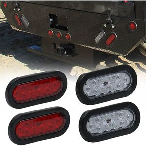 Set di 4 Luci Posteriori Ovali LED da 6 Pollici per Rimorchi e Camion, 10 LED, 12V, con Luce di Stop e 2 Coperture Rosse e 2 Bianche - Product Image 5