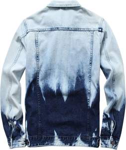 High resolution custom double <b>colour</b> wash Denim Jacket for Winter Durable Casual Hip-Length Coat Distressed Street Fit - Product Image 3