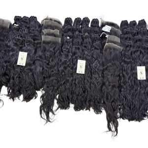 Wholesale Cabello Humano Cuticles Aligned Natural Straight Wavy Natural Raw Bundles Natural Black Weft <b>Extensions</b> - Product Image 1